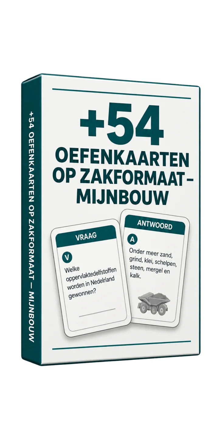 Bonus 1, 54 oefenkaarten op zakformaat over mijnbouw